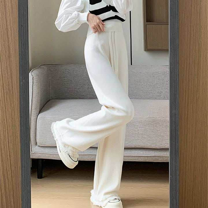 Ladies Elegant and Comfortable High-Waisted Pants with Stylish Fringes Lune London