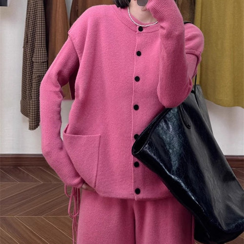 Cozy knit jacket for women with practical pockets and button closure Lune London