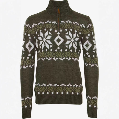 Men's knitted sweater with half zipper and chic Christmas pattern