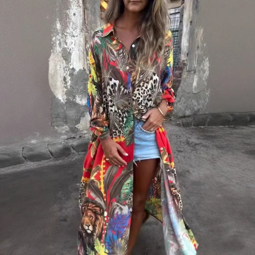 Long sleeve blouse for women with animal print and casual fit Lune London