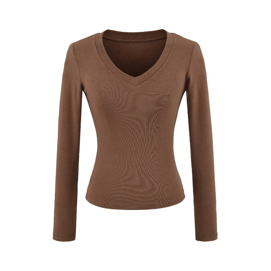 Long sleeve V-neck fitted women's T-shirt Lune London