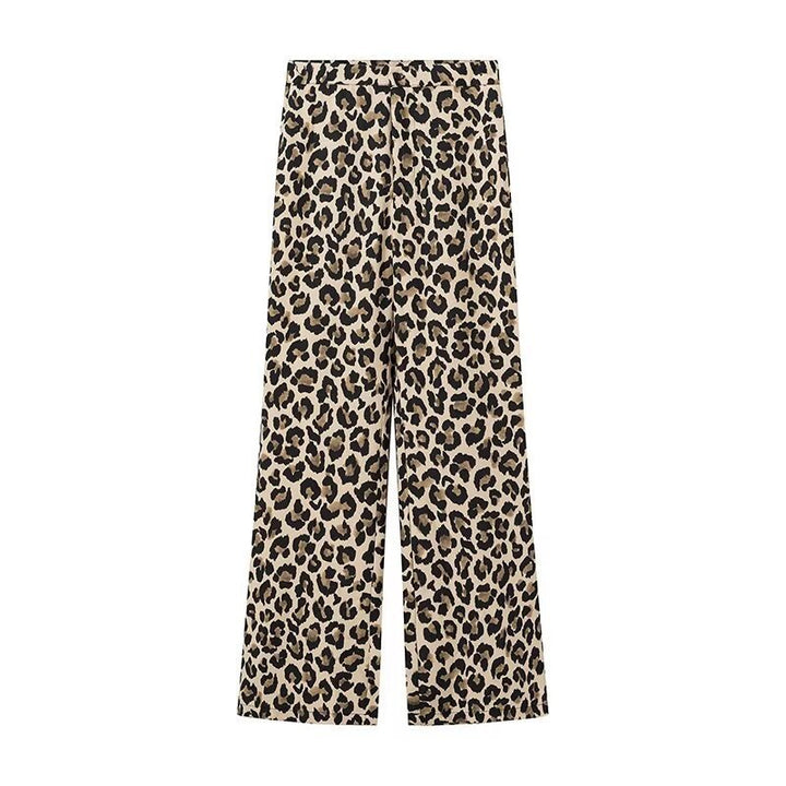 Pantalons larges en lin pour femmes avec imprimé léopard tendance Chic & Stil