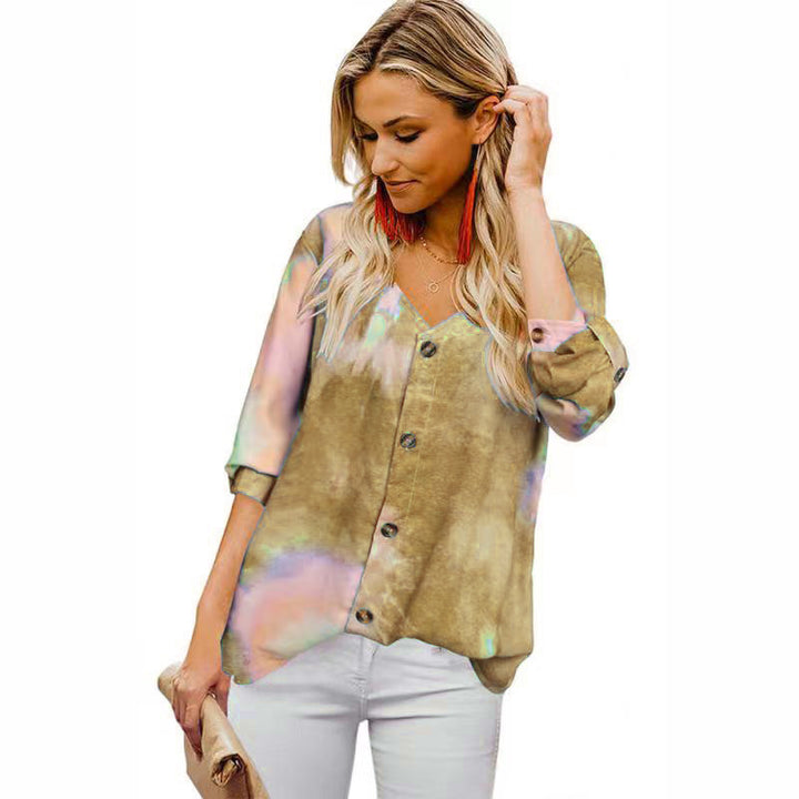 Women leisure blouse with gradient color and roll-up sleeves Lune London
