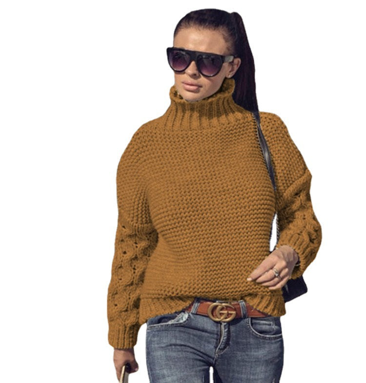 Cozy knitted sweater for women with turtleneck and structured sleeves Lune London