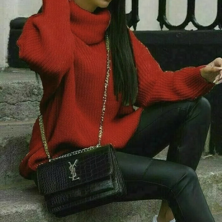 Pull en maille pour femmes avec col montant et coupe haute Chic & Stil
