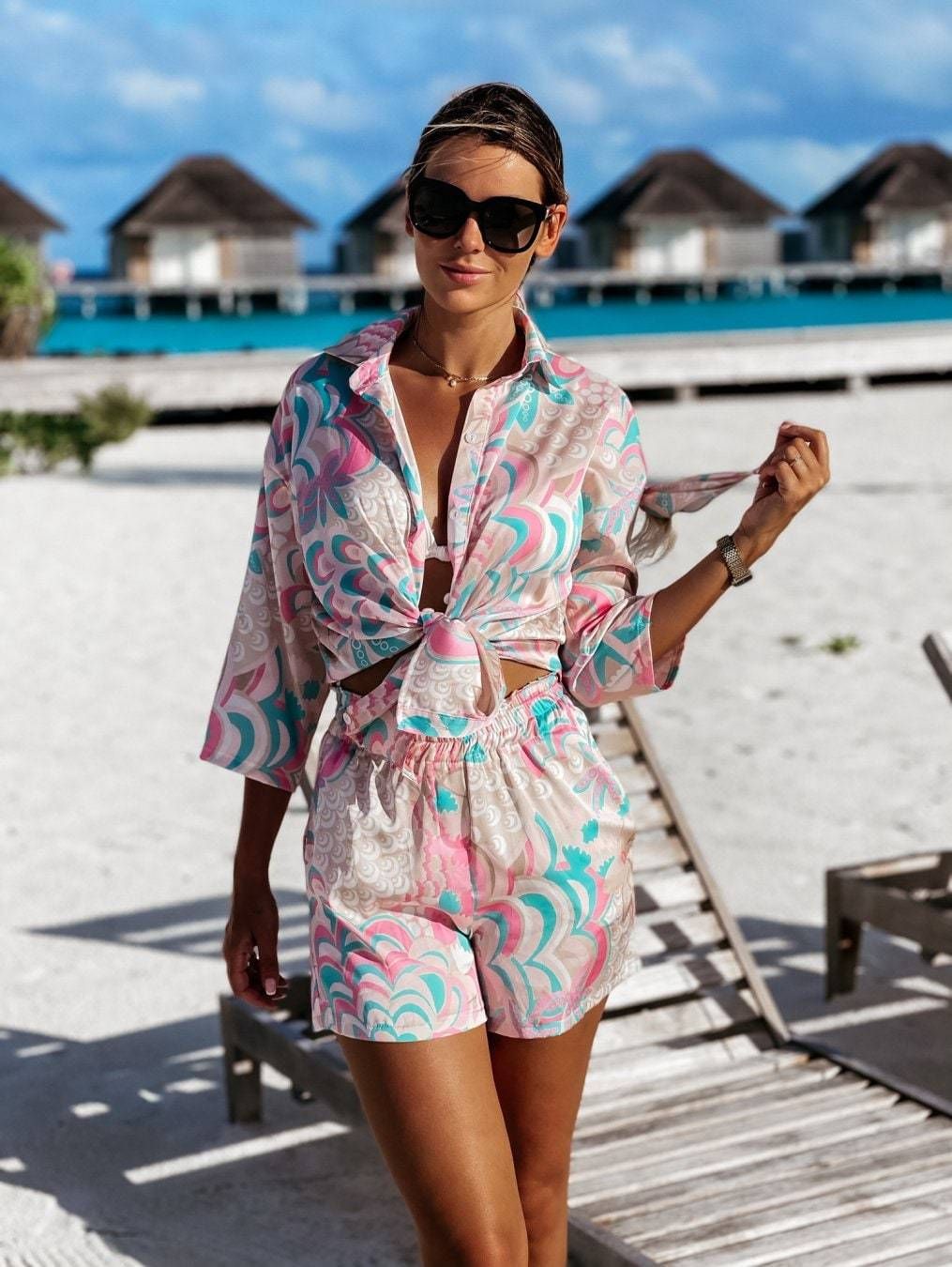 Ladies Elegant Chic Printed Coordinated Set