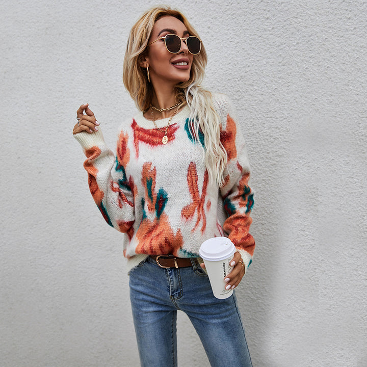 Pull élégant pour femmes avec motif tricot floral Chic & Stil