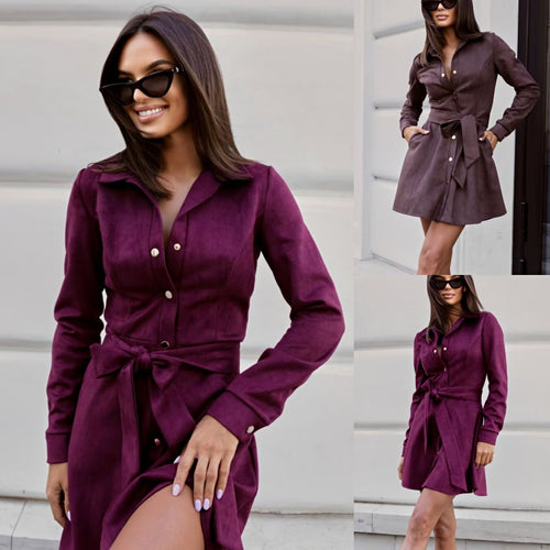 Shirt dress for women with a belt at the waist and elegant button placket Lune London