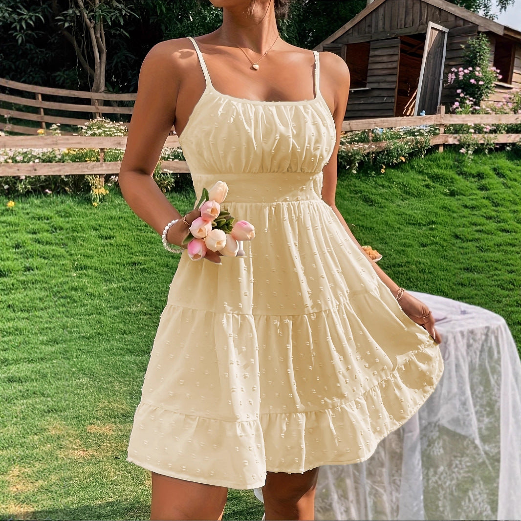 Summer dress for women with ruffles and adjustable spaghetti straps Lune London