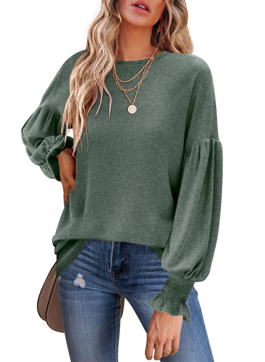 Ladies trendy sweater with balloon sleeves Lune London