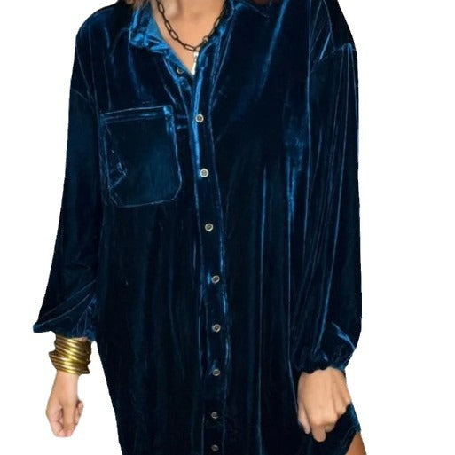Velvet shirt dress for ladies Lune London