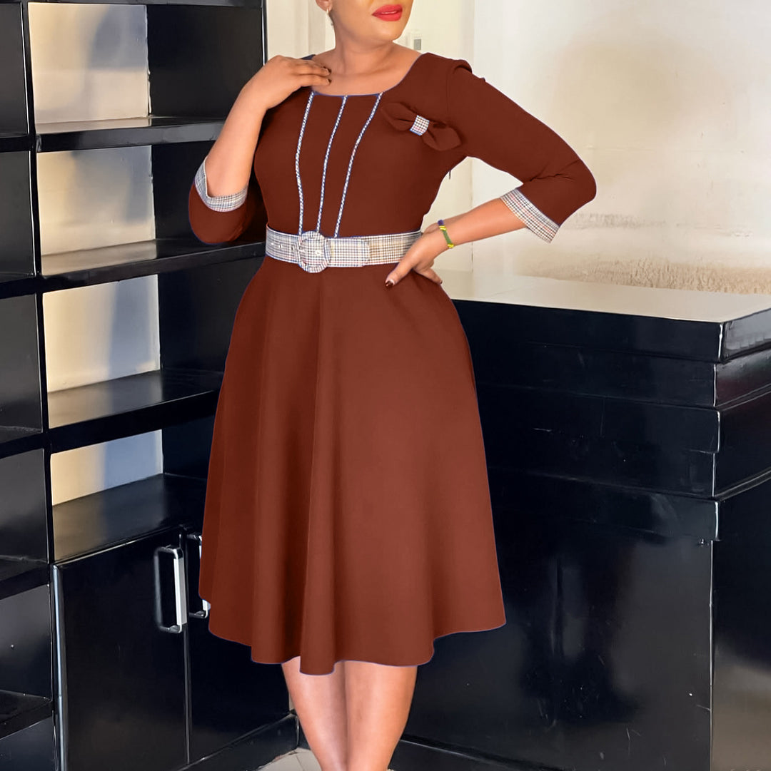A-line dress for women with decorative belt at the waist and elegant details Lune London