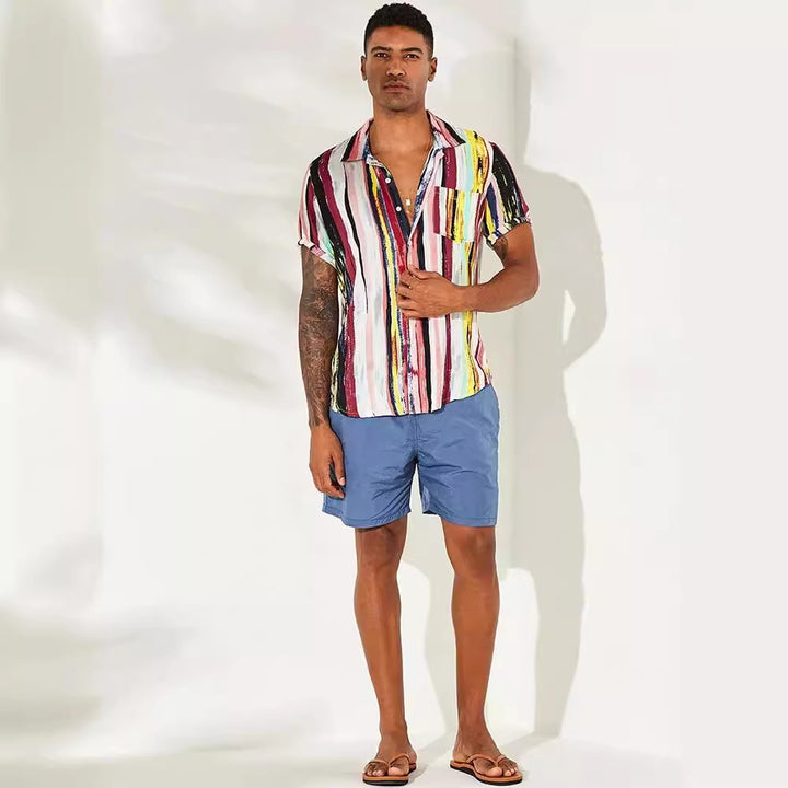 Short sleeve women's shirt with a modern stripe pattern and a chest pocket Lune London