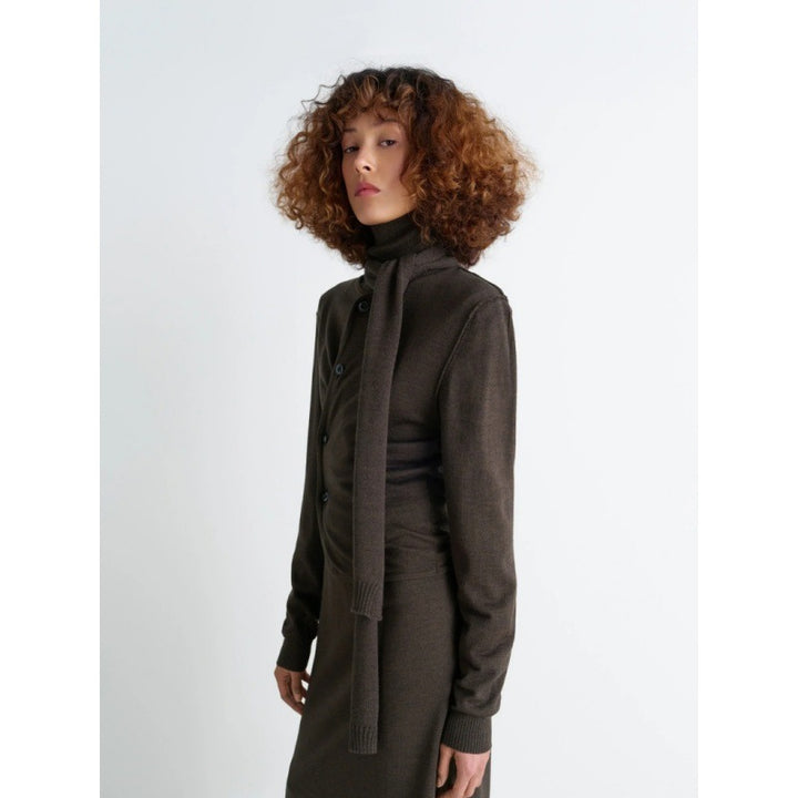 Ladies Elegant Knitted Sweater with High Neck and Removable Flap Lune London