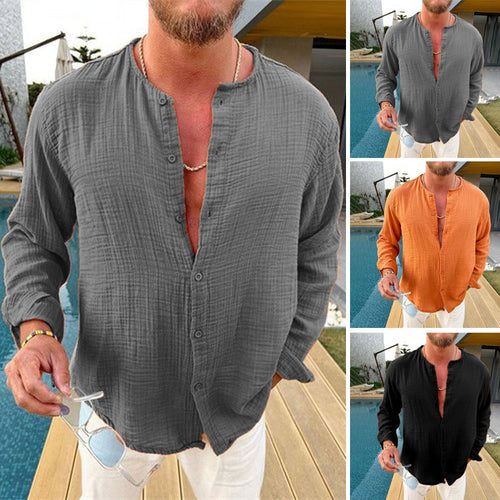 Long sleeve shirts for men made of lightweight and breathable fabric with button placket Lune London