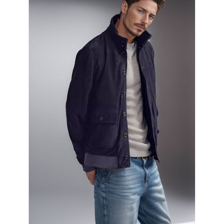 Functional utility jacket for men with high collar and flap pockets Lune London