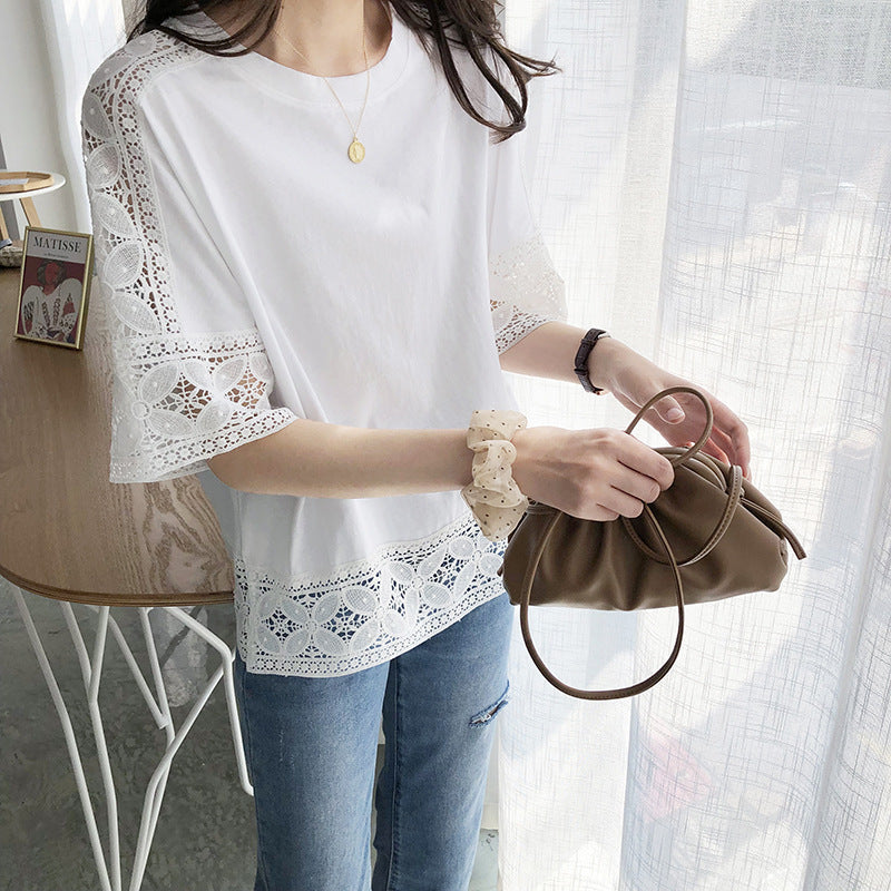 Women Elegant Top with Lace Sleeves Lune London