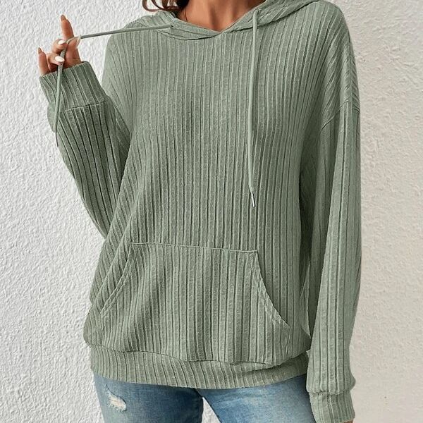 Women casual hoodie sweatshirt with ribbed structure and practical kangaroo pocket Lune London