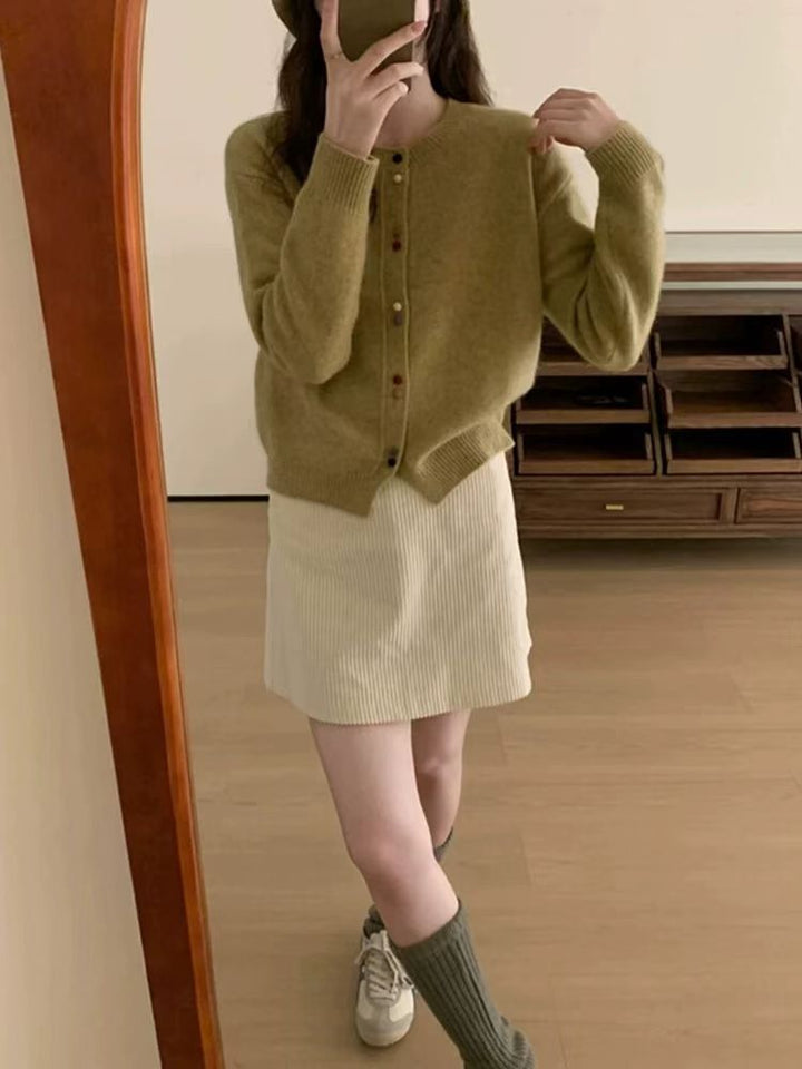 Knitted jacket for women with decorative button accents and soft material Lune London