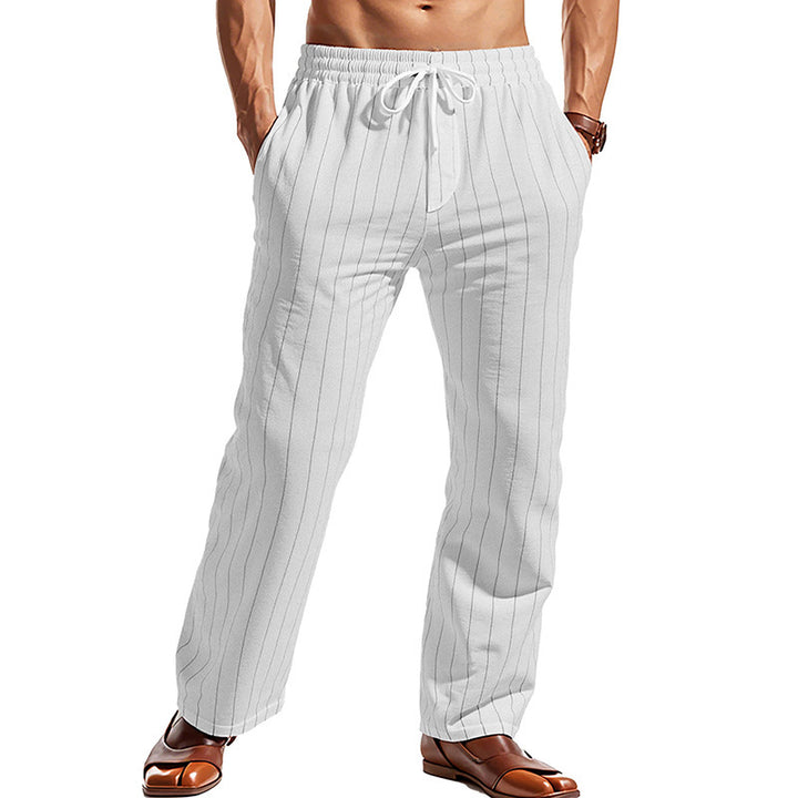 Casual pants for men with elastic waistband and striped pattern Lune London