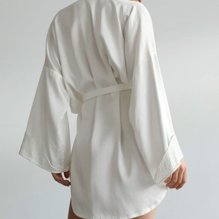Ladies Elegant Satin Dress with Lace Lune London