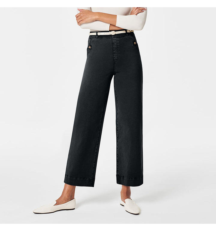 Women's Wide High-Waist Pants with Fashionable Button Details Lune London