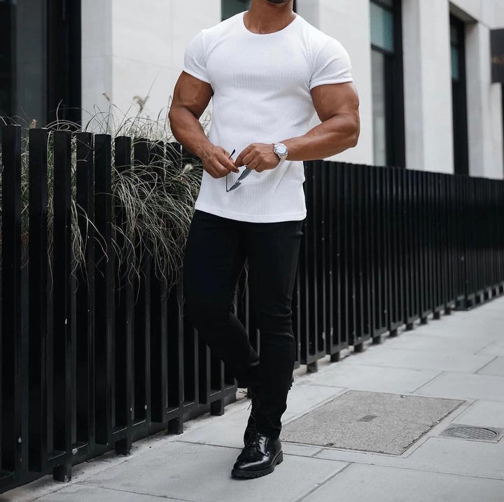 Slim fit ribbed t-shirt for men Lune London