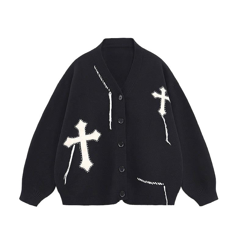 Ladies fashion cardigan with crossed applications and button details Lune London