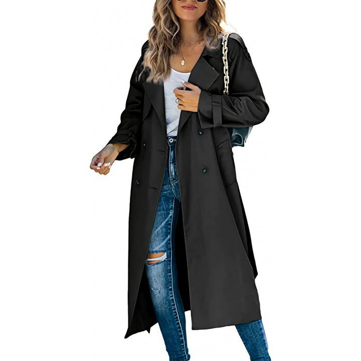 Elegant trench coat for women with double-breasted closure and belted waist Lune London
