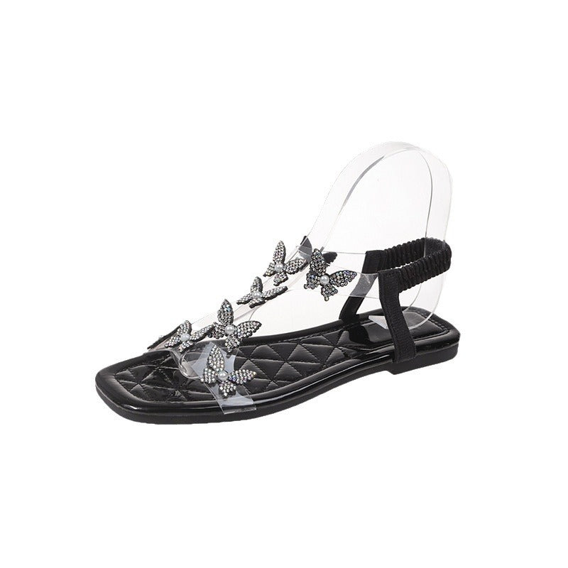 Ladies elegant sandals with rhinestone embellishments Lune London