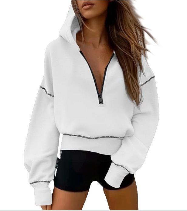 Casual hoodie for ladies with golden accents and high collar Lune London