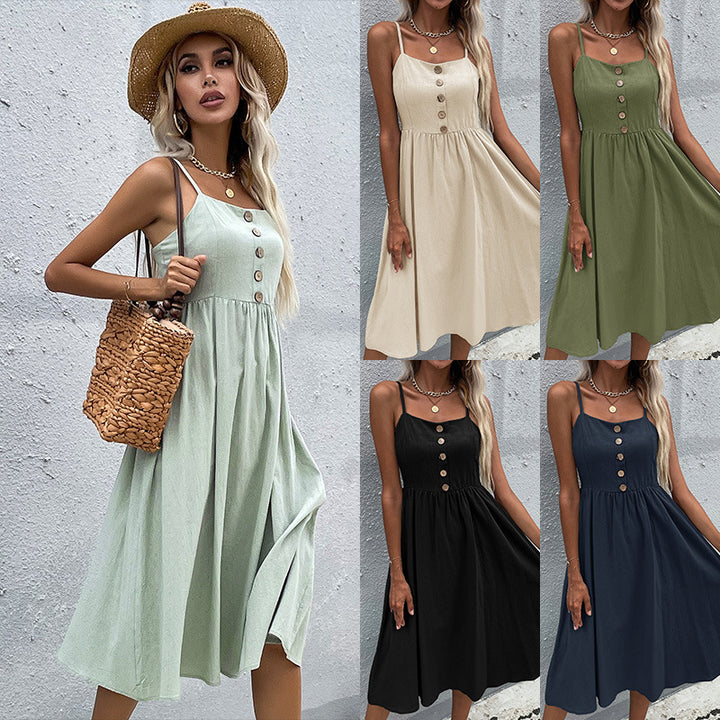Chic and Stylish Button Midi Dress