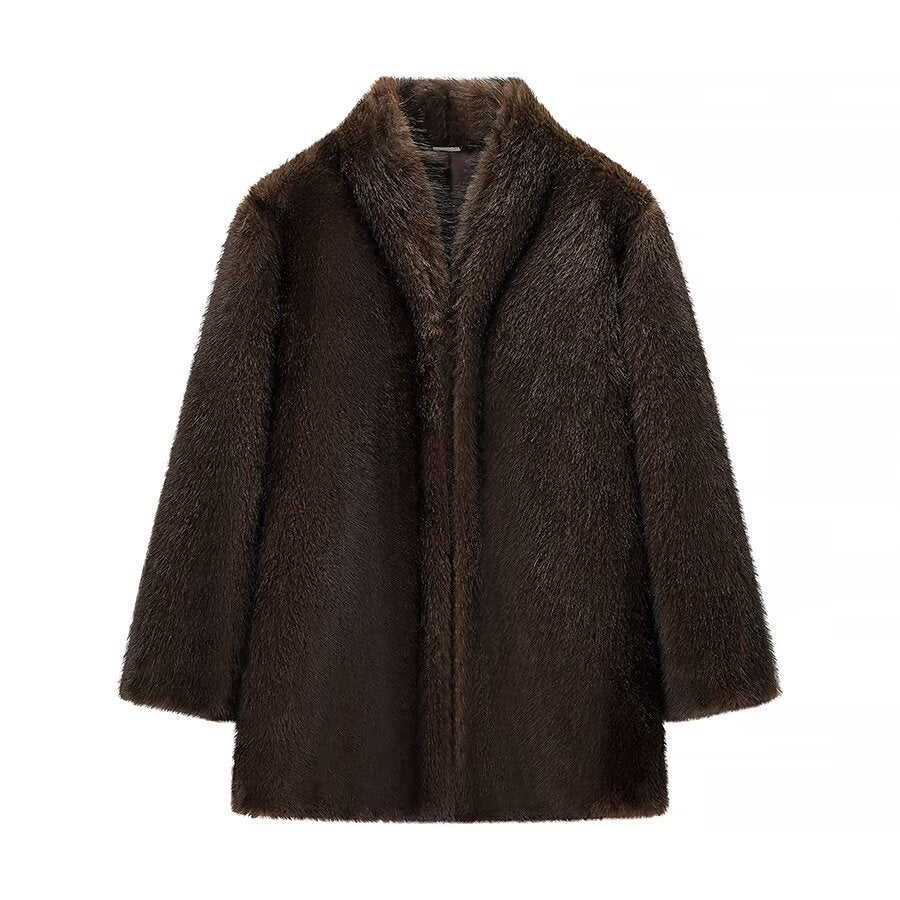 Veste en fausse fourrure cozy pour femme avec col élégant et doublure douce Chic & Stil