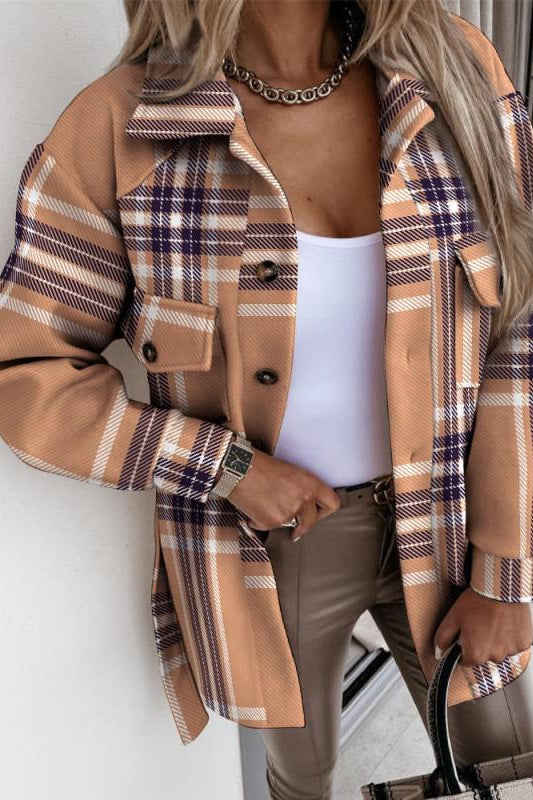Oversized plaid jacket for women with pockets Lune London