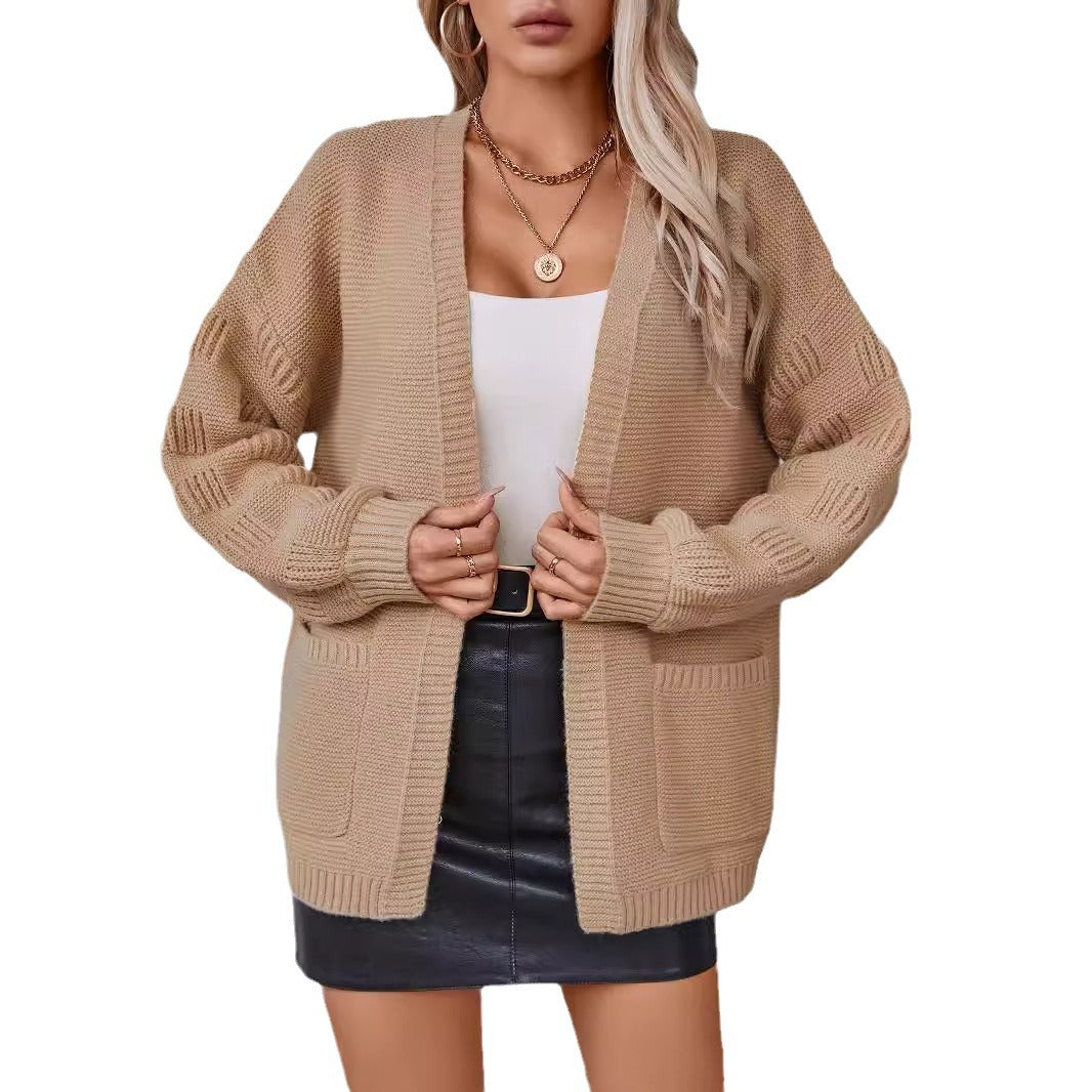 Women’s oversized cardigan with pockets and structured sleeves Lune London