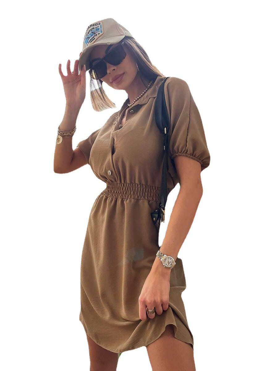 Shirt dress for women with elastic waist and trendy collar Lune London