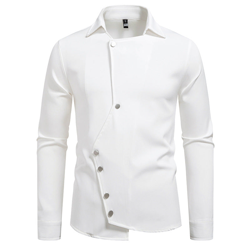 Innovative long sleeve shirt for men with asymmetrical button closure Lune London