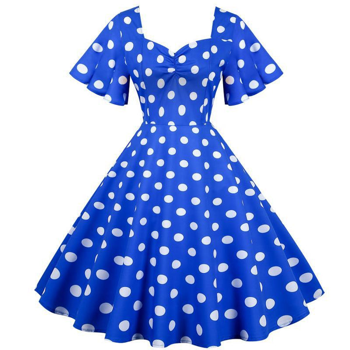 Robe Rockabilly pour femmes avec un motif amusant à pois et un ourlet flottant Chic & Stil