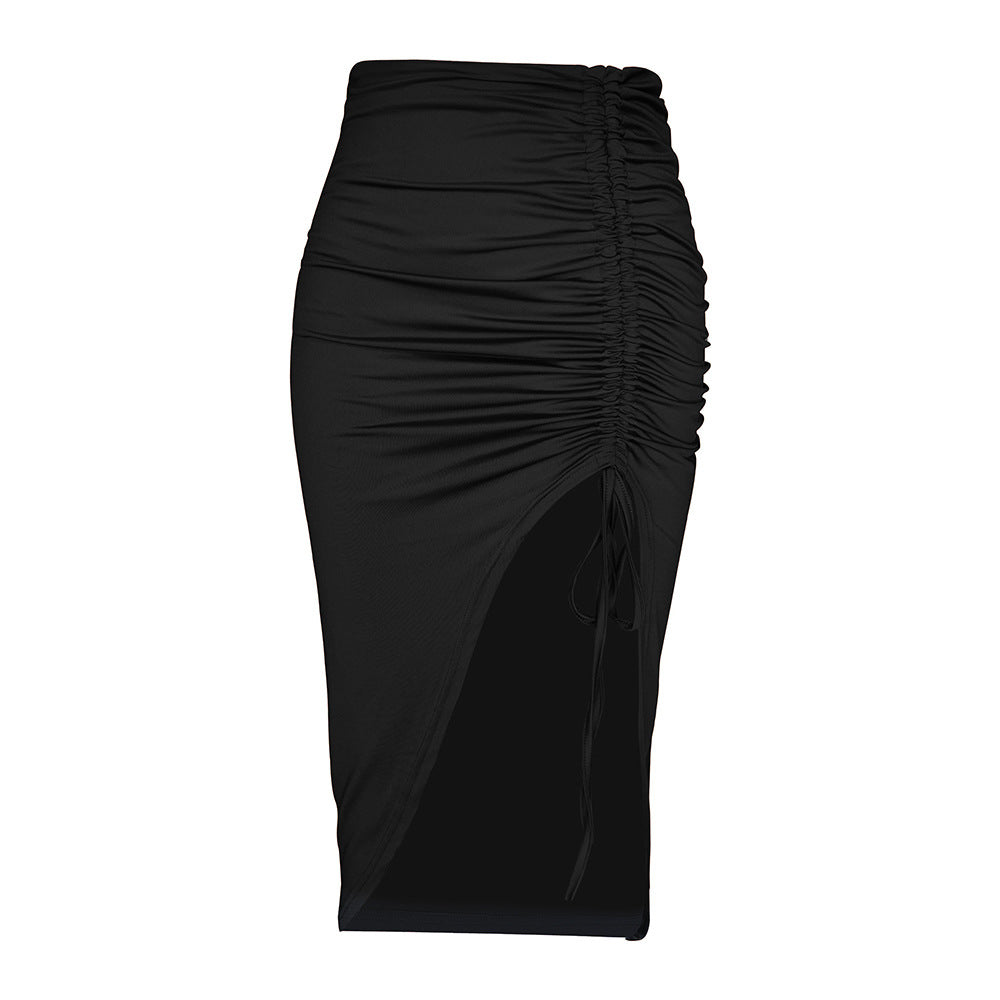 Jupe maxi pour femmes avec des détails de volants raffinés et une fente haute Chic & Stil