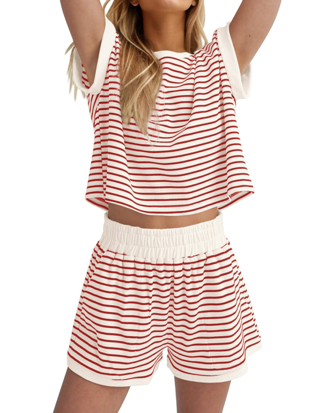 Women Striped Casual Top in Slightly Ribbed Fabric Lune London