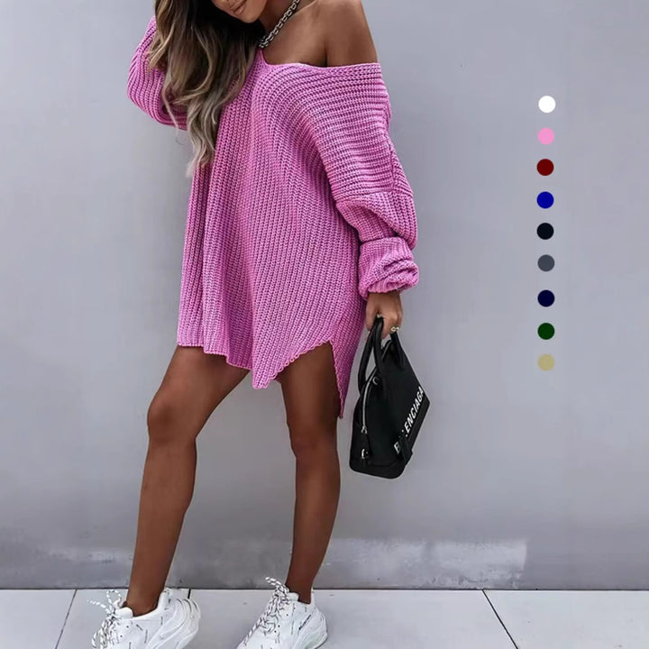 Oversized knitted pullover for women with a loose fit and open sleeves Lune London