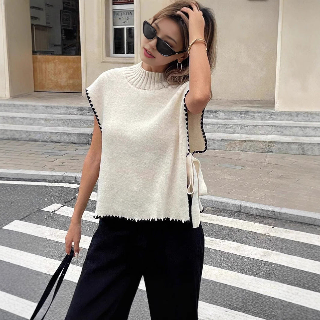 Women High-end Knitted Top with Casual Design and Fine Ribbed Collar Lune London
