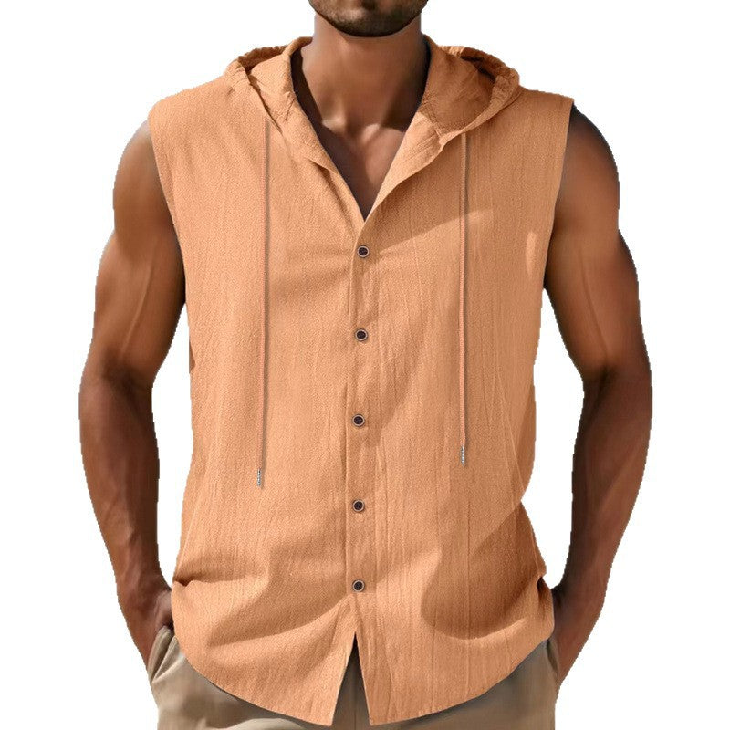 Sleeveless shirt for men with hood and button closure Lune London