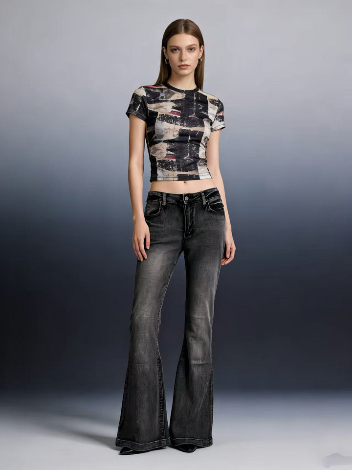 Ladies elegant cropped top with puff sleeves and vintage embroidery Lune London