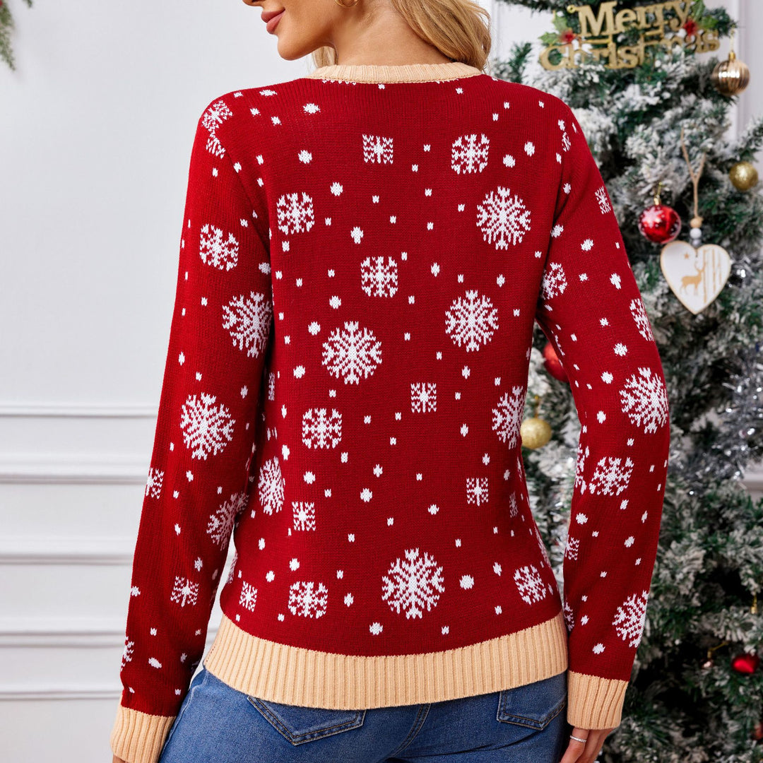 Pullover de Noël pour femmes avec motif amusant de Santa et bonhomme de neige Lune London