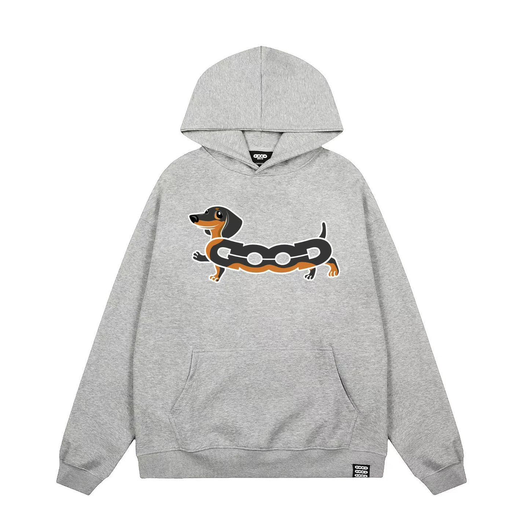 Women's hooded sweatshirt with charming dog screen print Chic & Stil