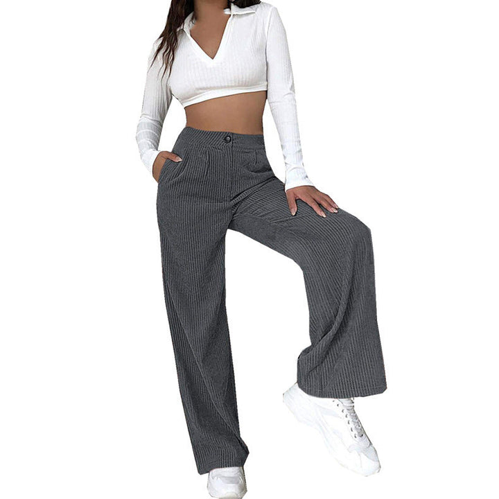 Women High-Quality Corduroy Pants with Wide Leg and High Waist Lune London