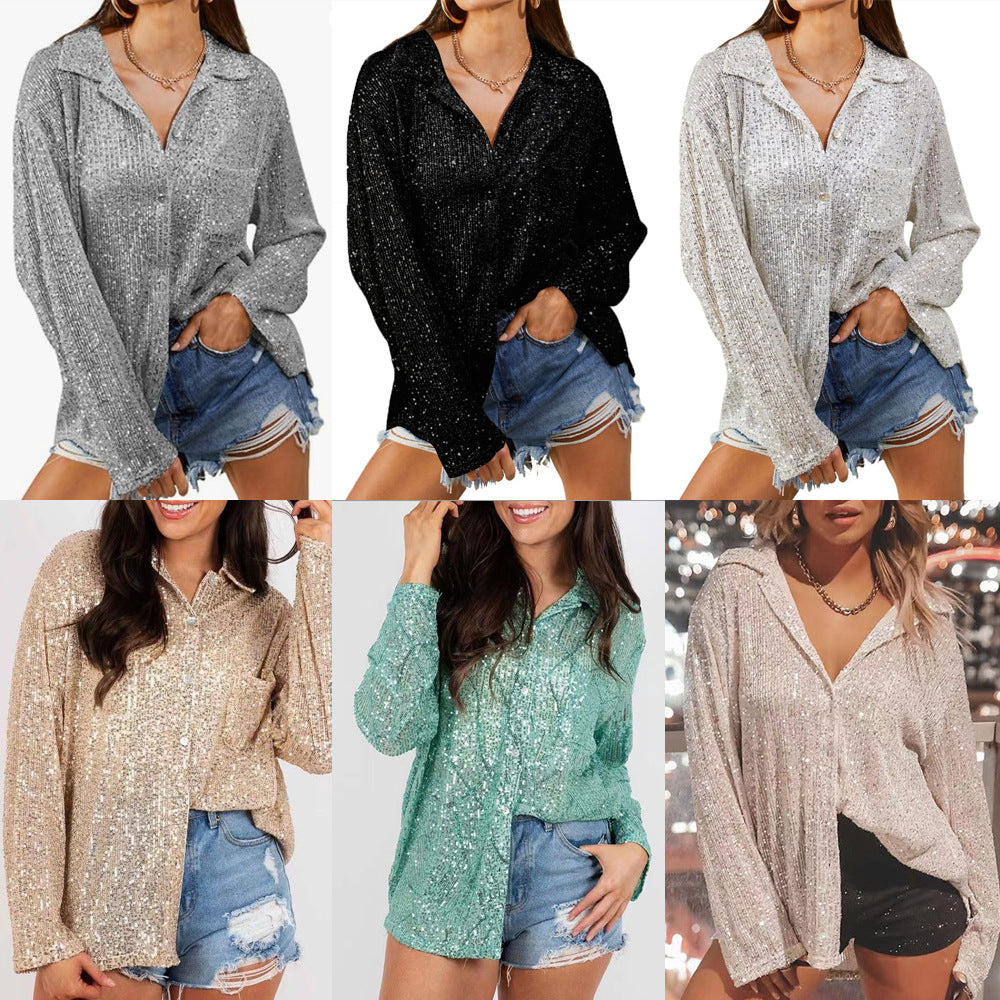 Women's Glittering Oversized Blouse with Casual Cut Lune London