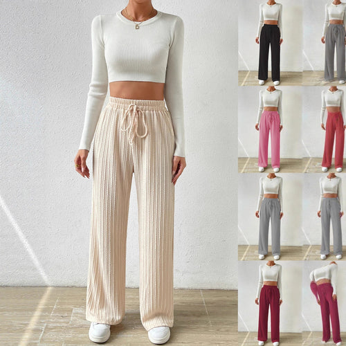 Ladies Comfortable Fabric Pants with Textured Surface Lune London