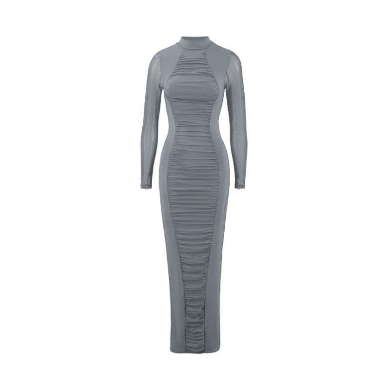 Maxi dress for women with a form-fitting cut and gathers Lune London
